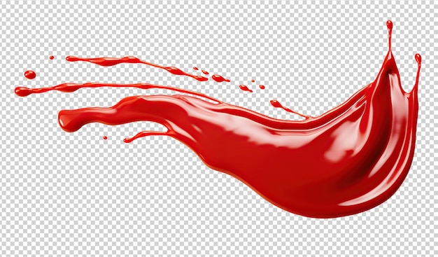 Ketchup o spruzzi di liquido rosso ritaglio su trasparente