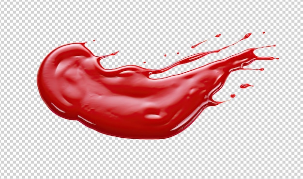 PSD ketchup or red liquid splash cutout on transparent