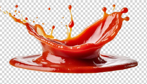 PSD spruzzo di ketchup isolato su uno sfondo trasparente illustrazione 3d realistica