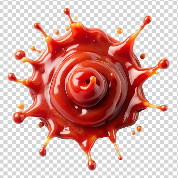 PSD ketchup stain or splash isolated on transparent background