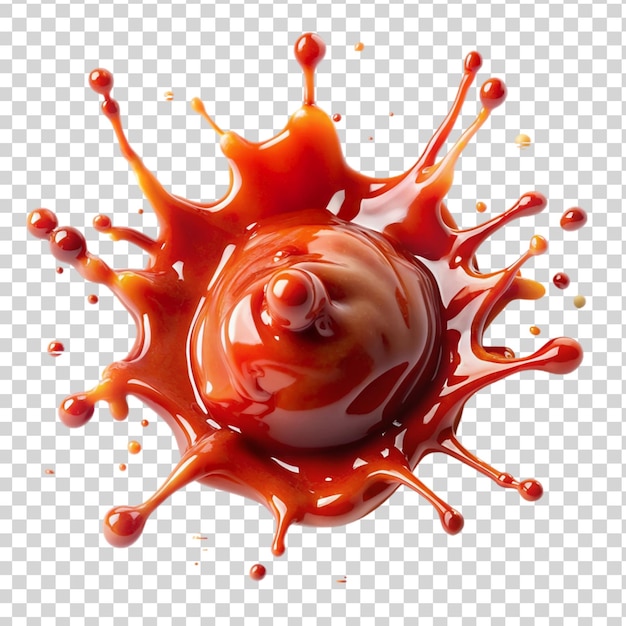 PSD ketchup stain or splash isolated on transparent background