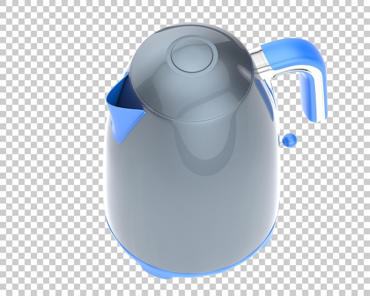 PSD kettle isolated on background 3d rendering illustration