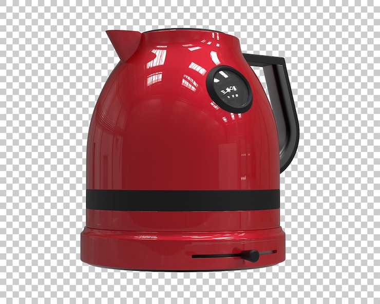 PSD kettle isolated on transparent background 3d rendering illustration