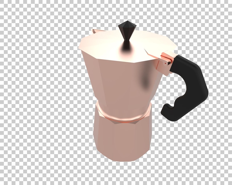 PSD kettle isolated on transparent background 3d rendering illustration