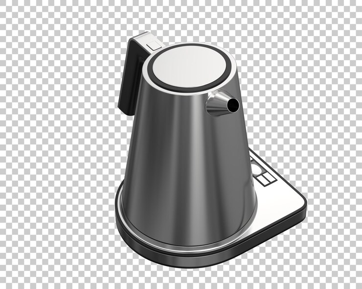 PSD kettle isolated on transparent background 3d rendering illustration