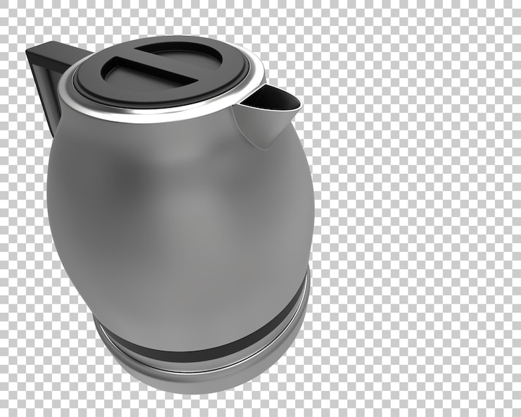 PSD kettle isolated on transparent background 3d rendering illustration