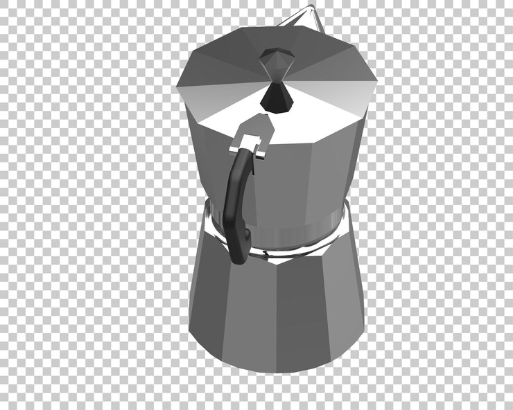 PSD kettle isolated on transparent background 3d rendering illustration