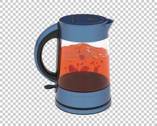 透明な背景の 3 d レンダリング図に分離されたやかん