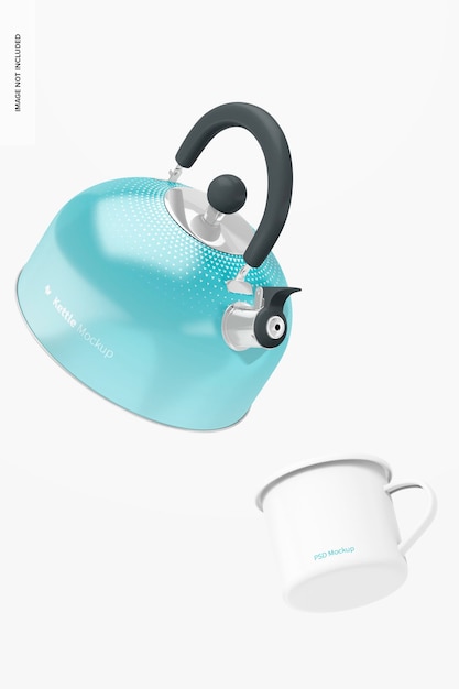 PSD kettle mockup, floating