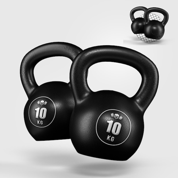 PSD kettlebell mockup 3d rendering op doorzichtige achtergrond