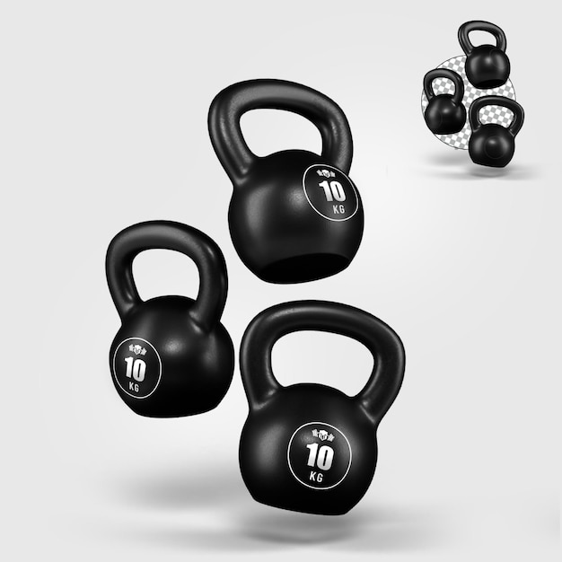 PSD kettlebells mockup drijvend op een doorzichtige achtergrond