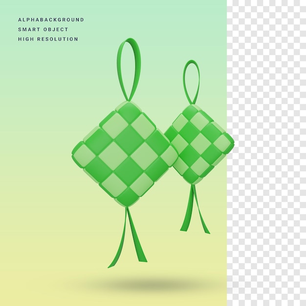 Ketupat 3d Ikona Ilustracja