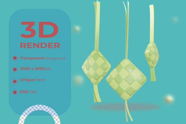 Ketupat eid al fitr illustratie 3d render
