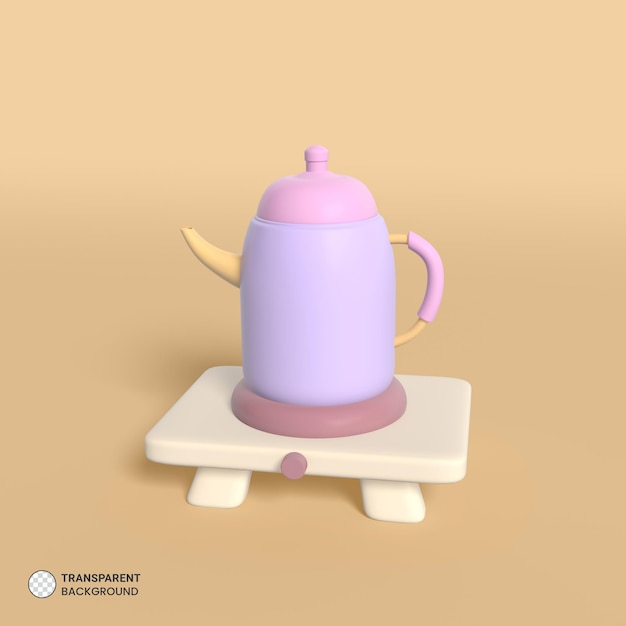 Keuken waterkoker pictogram geïsoleerd 3d render illustratie