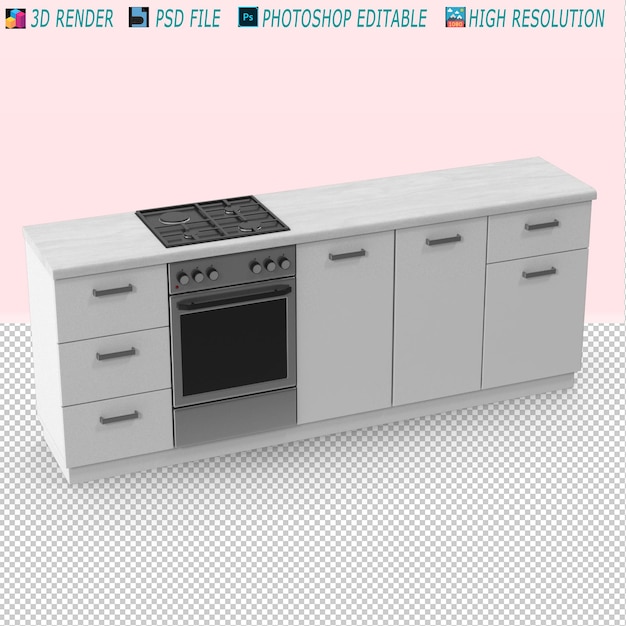 Keukenmeubels 3D PSD