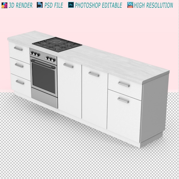 Keukenmeubels 3D PSD