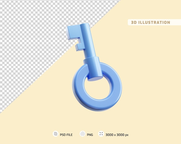 PSD key 3d illustration