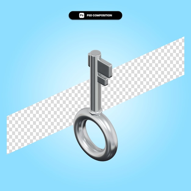 Key 3d render illustration isolated