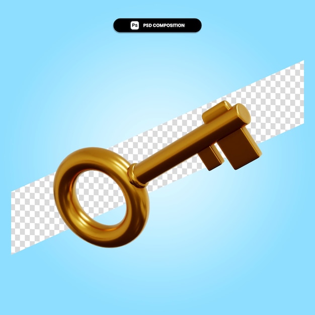 Key 3d render illustration isolated