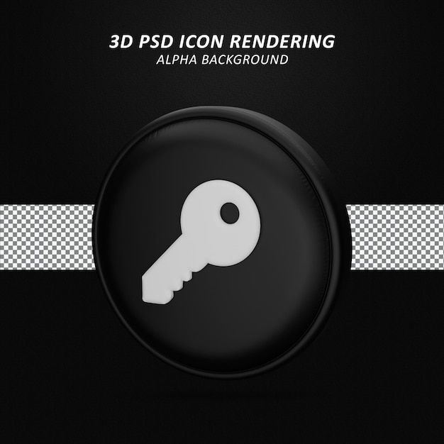 PSD key icon in 3d rendering isolated