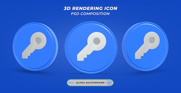 Key icon in 3d rendering