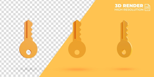 PSD key icon illustration 3d render isolated