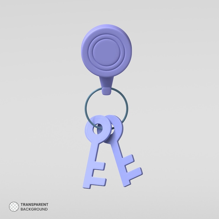 PSD 关键图标分离的 3d 渲染插图