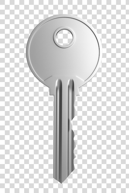 Key isolated on white background 3D render illustration