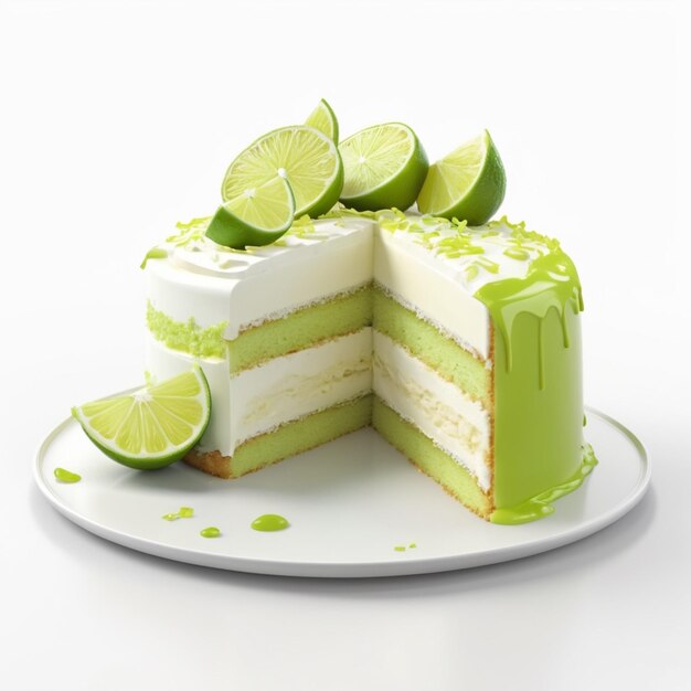 PSD key lime cream cake psd na białym tle