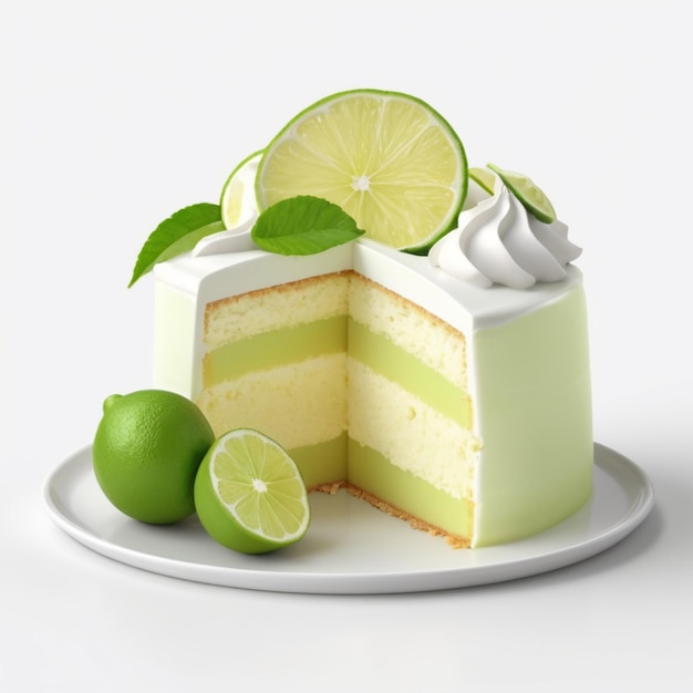 PSD key lime cream cake psd op een witte achtergrond