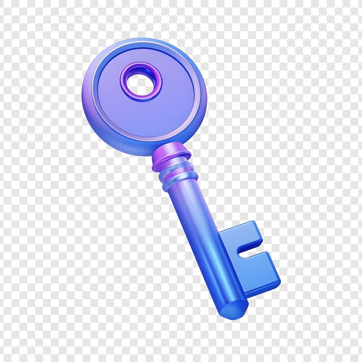 PSD a key with a blue handle is opened to a page that says key