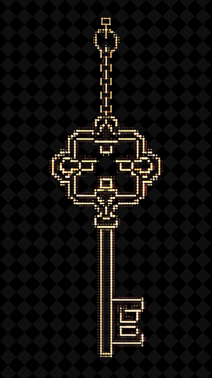 PSD key with a cross on a black background