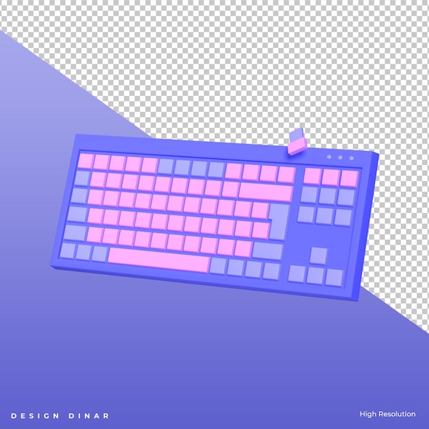 keyboard in 3d blender for graphic asset web or app presentation or orther