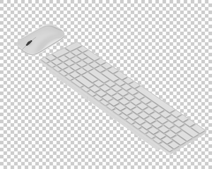 PSD keyboard and mouse isolated on transparent background 3d rendering illustration