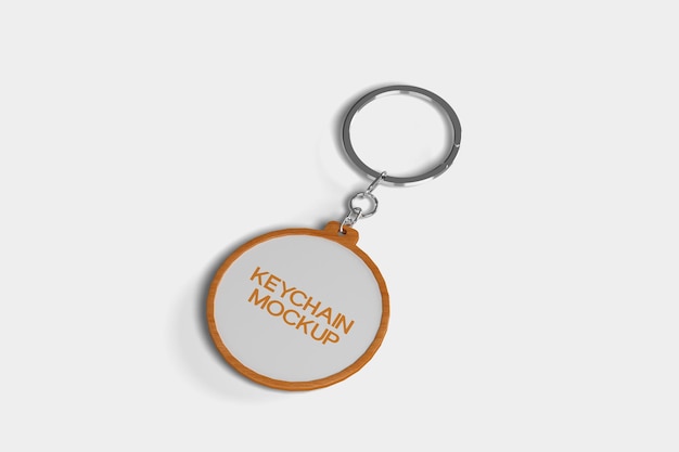 Keychain Mockup with Ring and Chain for Key Mockup PSD Badge Mockup