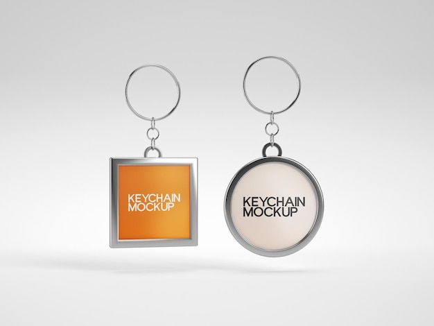 Keychain Mockup with Ring and Chain for Key Mockup PSD Badge Mockup