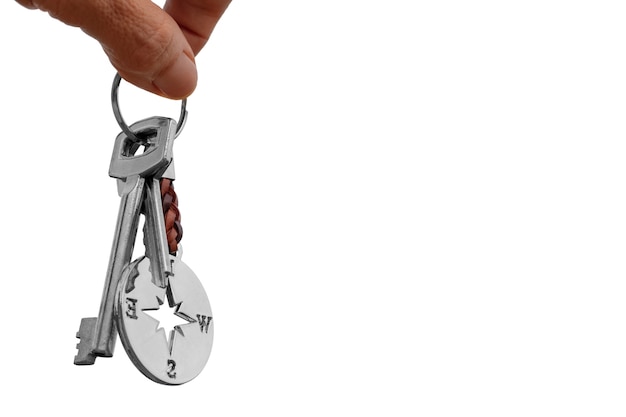 Keys held in hand isolated