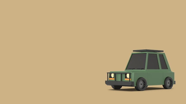茶色の背景にカキ色のSUVカー