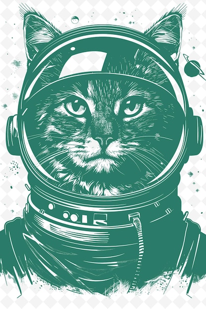 PSD khao manee cat wearing a space helmet with a futuristic expr animals sketch art vector collections