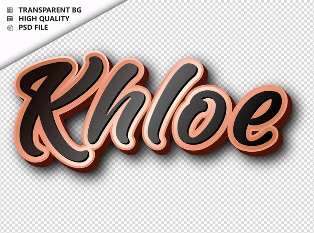 PSD khloe typography text bronze black psd transparent