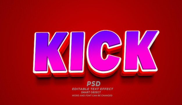 Kick 3d editable text effect photoshop psd template