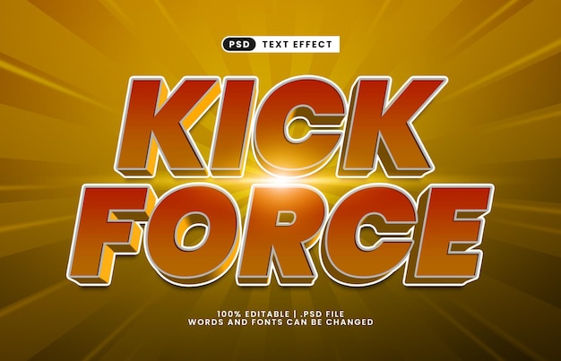 kick force editable text effect with a sport and team text effect