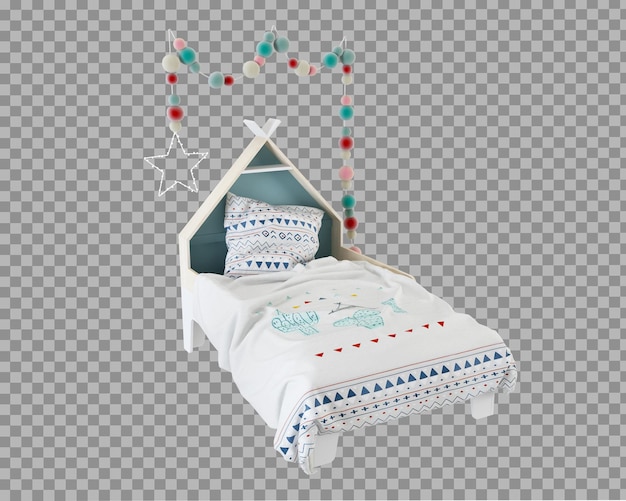 PSD letto per bambini nel rendering 3d isolato