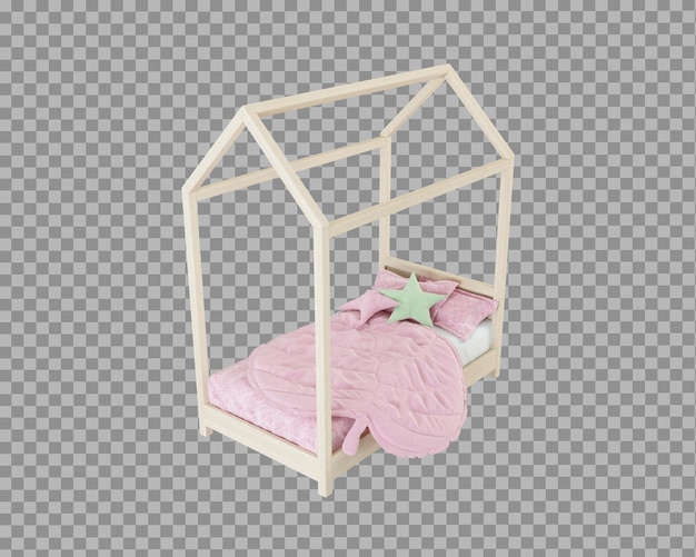 PSD kid bed in 3d rendering isolated