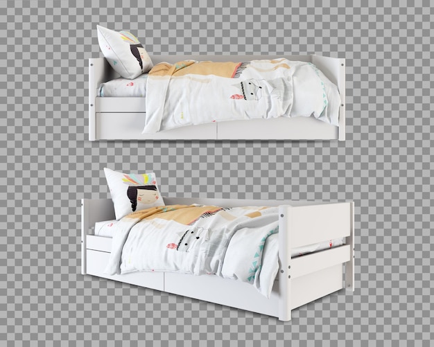 PSD kid bed in 3d-rendering geïsoleerd