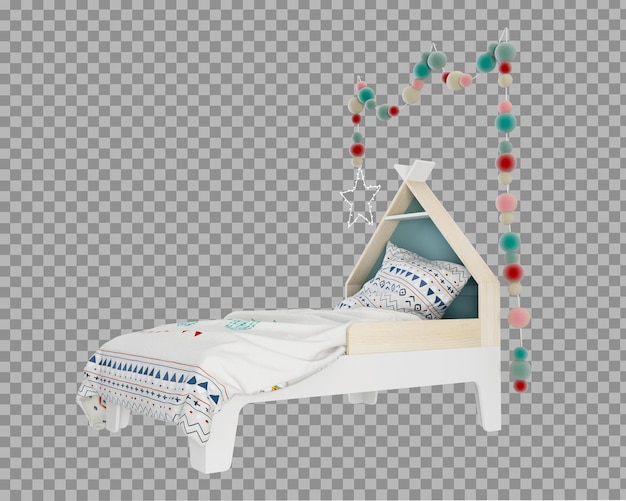 PSD kid bed in 3d-rendering geïsoleerd