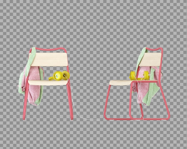 PSD kid chairs in 3d rendering isolated