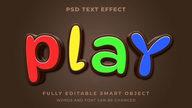 PSD kid colorful playful graphic style editable text effect