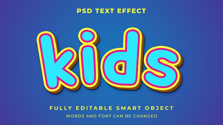 PSD kid colorful playful graphic style editable text effect