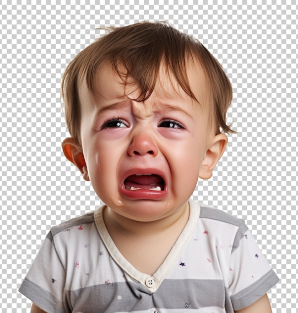 PSD kid crying isolated on transparent background